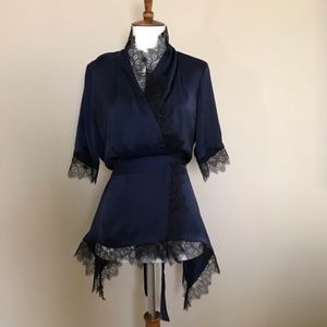BCBG Eunice Blouse - Dark Navy - Small - Preowned